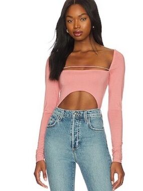 NOT YOURS TO KEEP Taja Bodysuit in Rose Pink Small Revolve